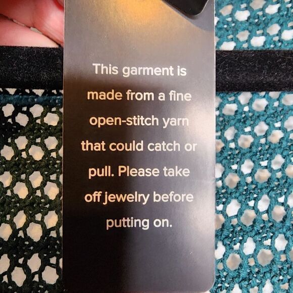 4X 26W Torrid Green Yellow Stripe Open Stitch Pullover Sweater Pocket Fringe lon - Picture 7 of 10